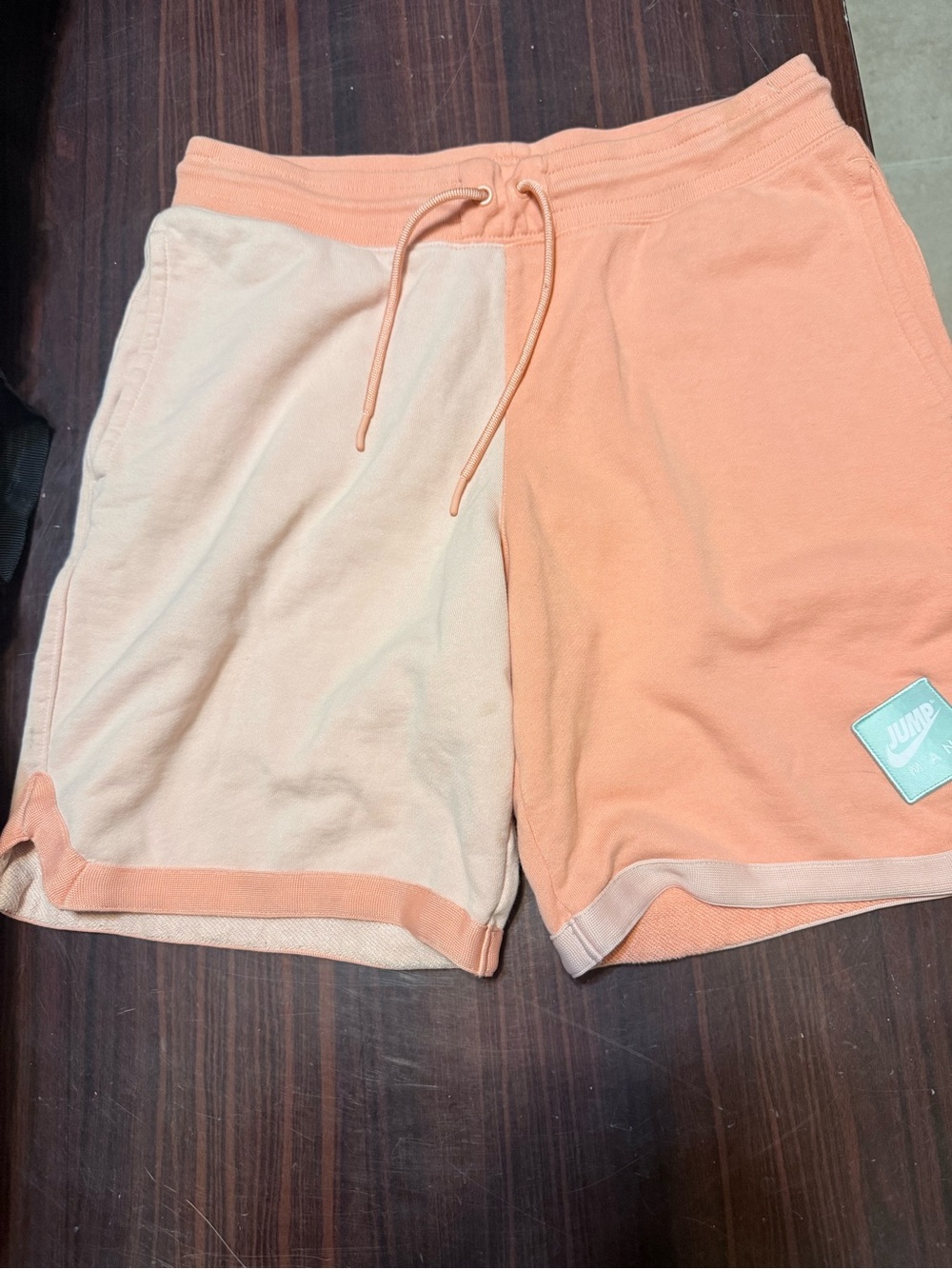 Jordan men’s Two-Tone Peach Drawstring Athletic Shorts